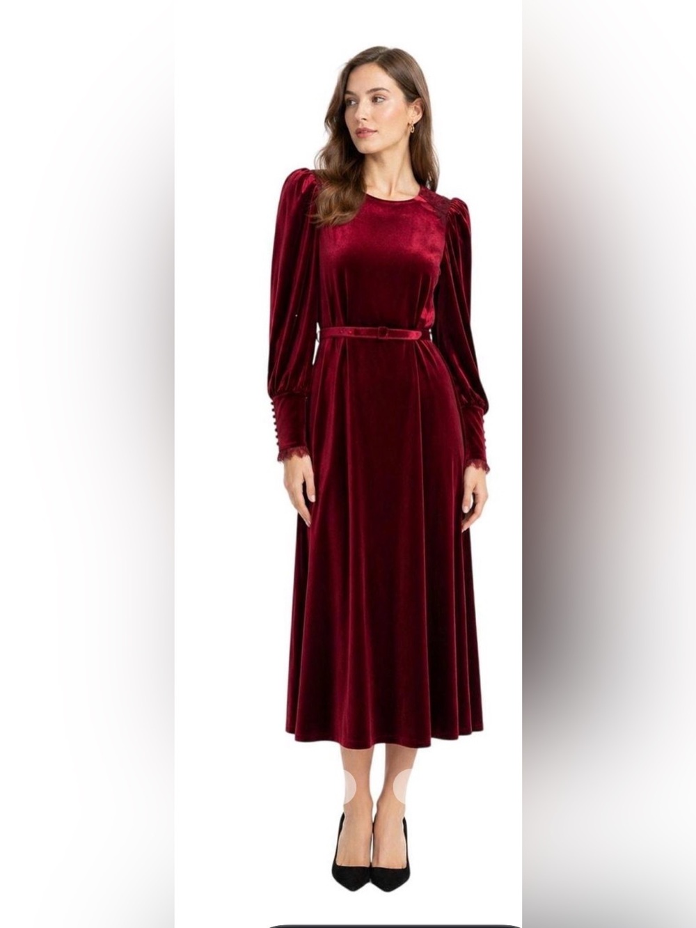 Elegant  Velvet Maxi Dress in Deep Wine NWT